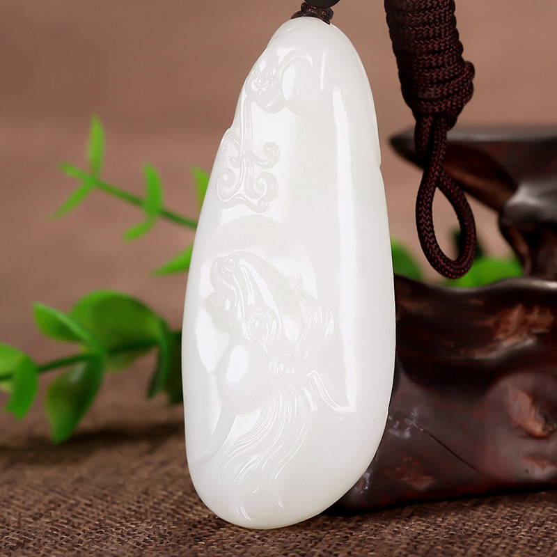 省级玉雕大师文军作品 和田玉羊脂白玉马上封侯挂件70.82克