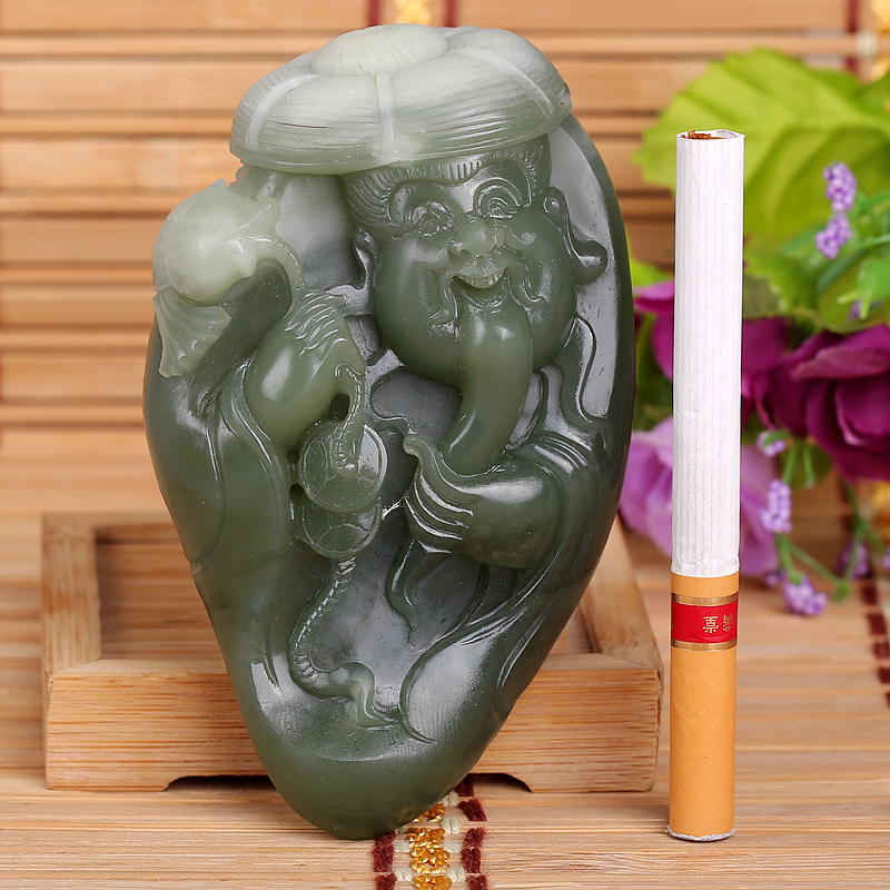 省级玉雕大师文军作品 和田玉财神手把件 300克