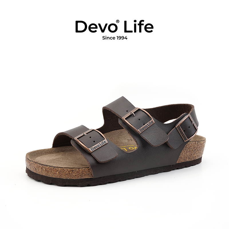Devo/的沃软木凉鞋夏情侣防滑度