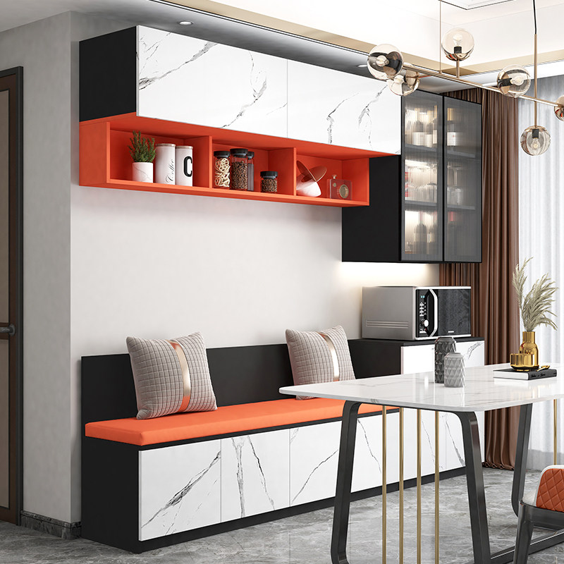 卡座餐边柜一体柜酒柜靠墙家用客厅餐厅储物柜置物柜实木现代简约