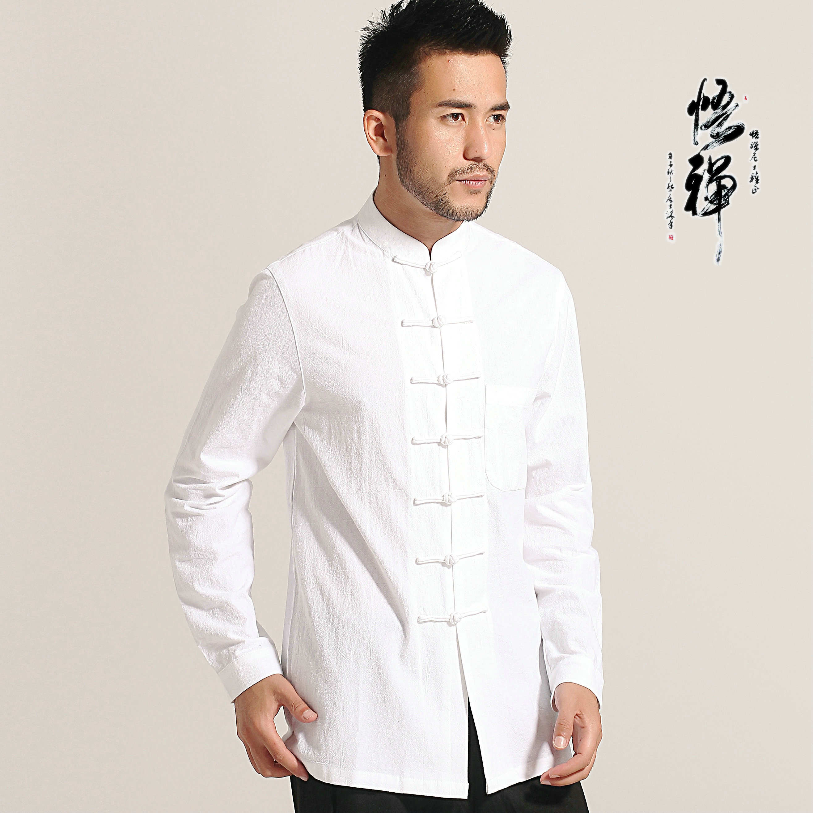 中国风唐装男长袖衬衫衬衣男青年中式汉服禅修居士服茶服春秋上衣|ruв категории Мужская одежда, 民族服装(新), 唐装 - от Buy2taobao.com для оказания профессиональной услуги покупки агента Taobao