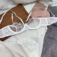 法式蕾丝性感网纱舒适薄内衣有钢圈显小文胸套装透明白色纯欲胸罩