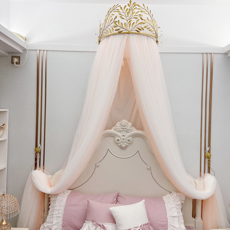 复古床幔宫廷轻奢风公主房女孩铁艺皇冠蚊帐少女心梦幻床头装饰纱