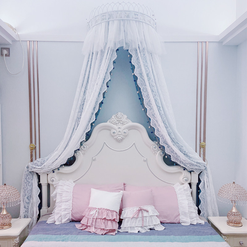 新款公主床幔北欧轻奢风高档装饰纱帐欧式宫廷床帘挡风床头纱帐蓬