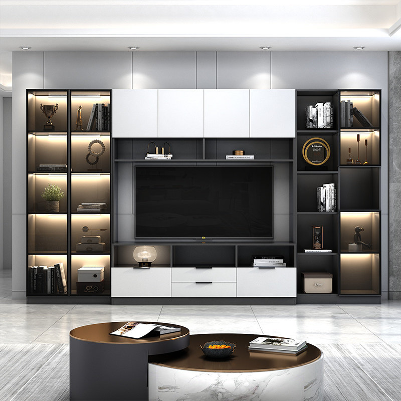 客厅整体电视柜一体组合墙壁柜现代简约背景墙柜轻奢电视机柜定制