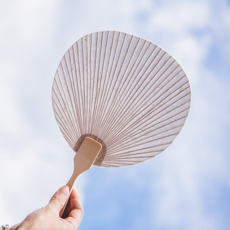 树可 原创日式夏季随身空白椭圆扇子手绘diy宫扇宣纸团扇纯白纸扇