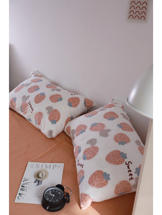 桔草莓 230克重牛奶绒加厚定制做特殊尺寸被套床单枕套床笠套件