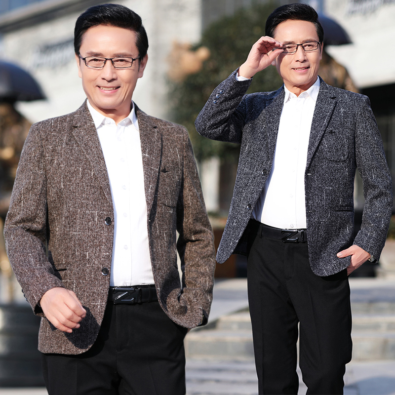 女儿结婚礼服爸爸穿上衣中年喜公公岳父秋冬父母新娘父亲婚宴西装