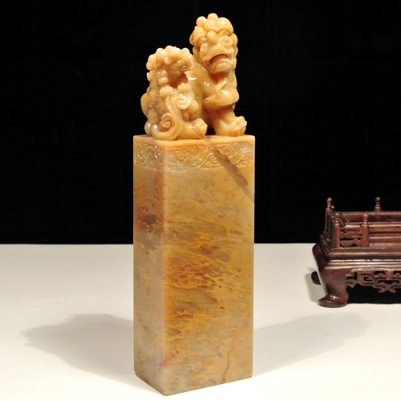 巴林福黄冻石【太狮少狮钮】大印章