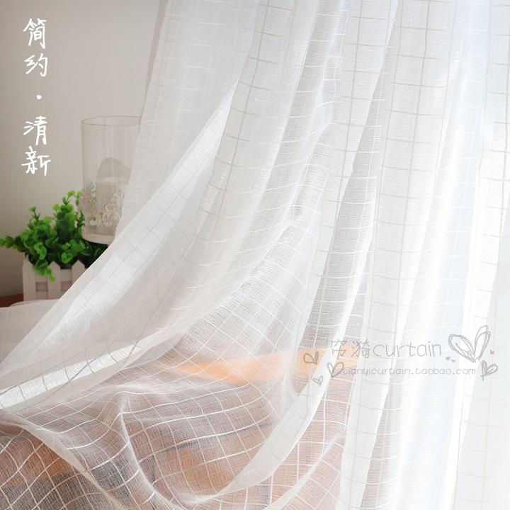 定制 唯美清新白色韩式格子简约现代窗帘 客厅卧室阳台落地飘窗纱在类目 居家布艺, 窗帘门帘及配件, 定制窗帘中 - 来自Buy2taobao.com提供专业的淘宝代购服务