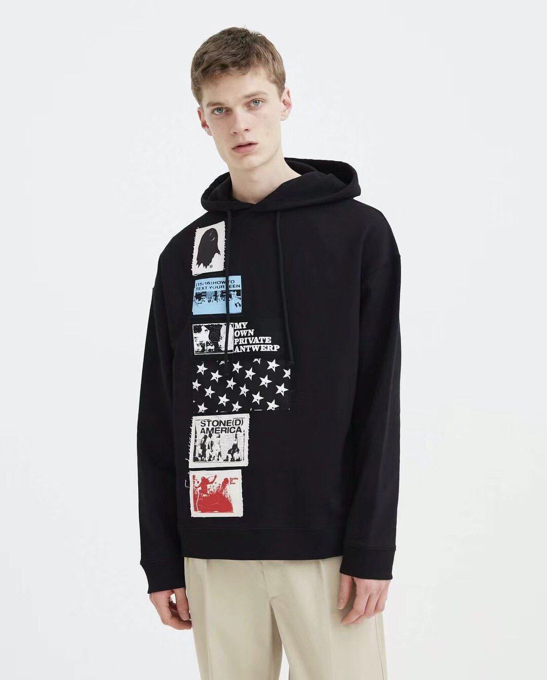 现货rafsimons贴布烫画侯里蟹自主jc同款18ss分裂脉冲短袖