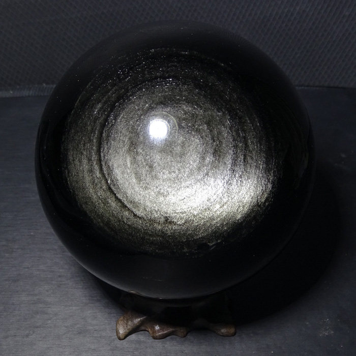 水玉冰魄旗舰店的优惠券大全—水玉冰魄天然黑曜石球摆件 大号银曜石