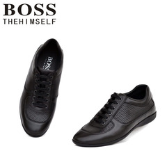 BOSS专柜正品夏季新款透气休闲男鞋头层牛皮镂空英伦男式凉皮鞋子