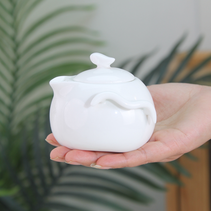 骨瓷茶壶白瓷手工功夫茶具泡茶壶单个手把壶简约清仓处理纯白陶瓷