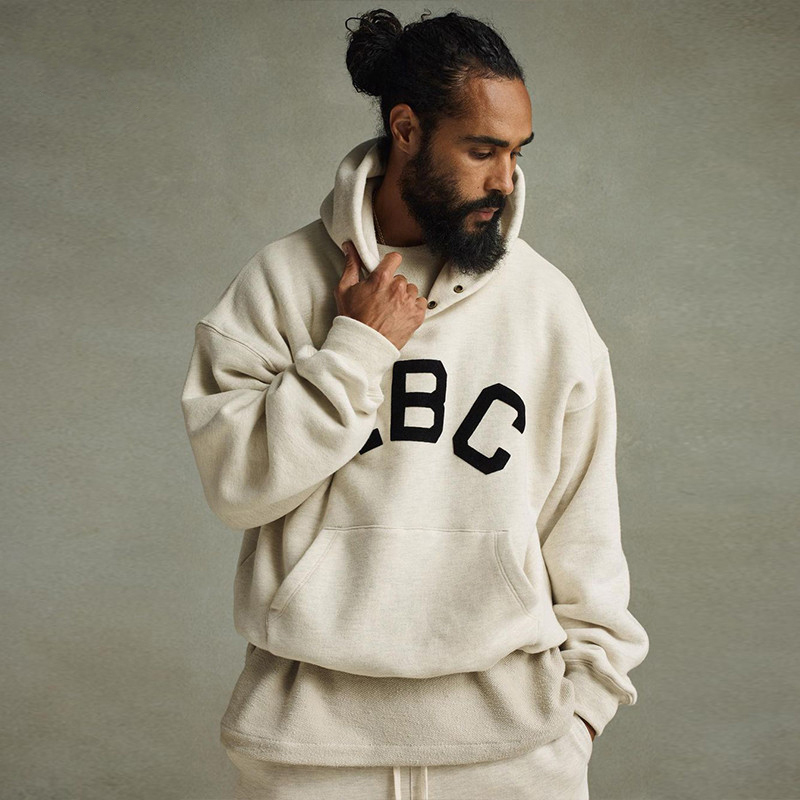 fear of god主线fog连帽卫衣jerry同款abc植绒大字母宽松帽衫男女