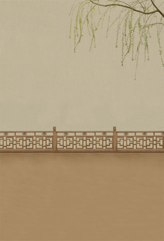 背景一家三口春节素色中国国风工笔画布古装古装背景布类