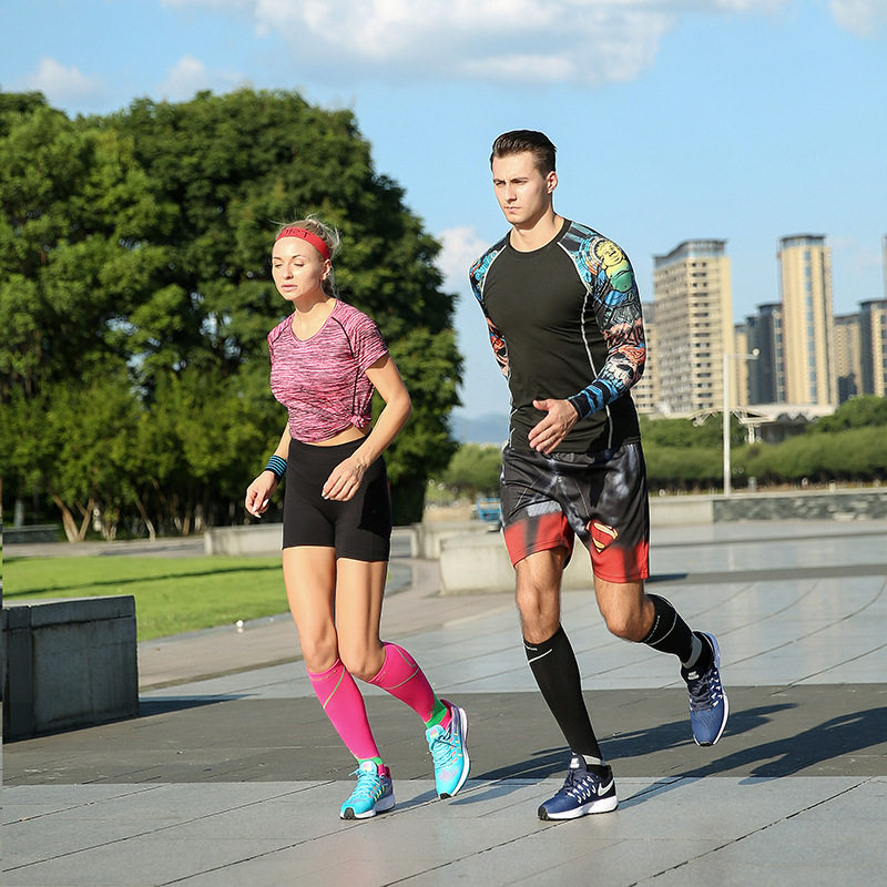 专业马拉松速干压缩跑步袜长筒秋冬季男女运动健身小腿压力高筒袜