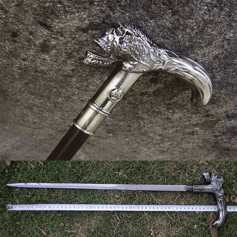 龙泉龙头不锈钢手杖剑户外防滑杖剑登山拐杖剑防身宝剑未开刃