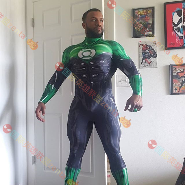 电影成人儿童肌肉绿灯侠连体紧身衣Green Lantern Cosplay zentai