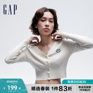 Gap女装2024春季新款刺绣logo海军领撞色针织开衫修身上衣890003