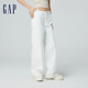 Gap女装2024春季新款纯色直筒卡其布工装裤简约百搭休闲裤872552