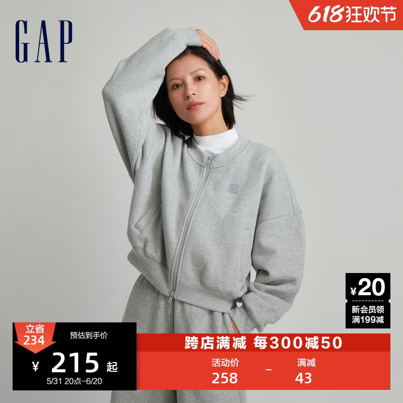 Gap女装秋冬碳素软磨抓绒卫衣柔软