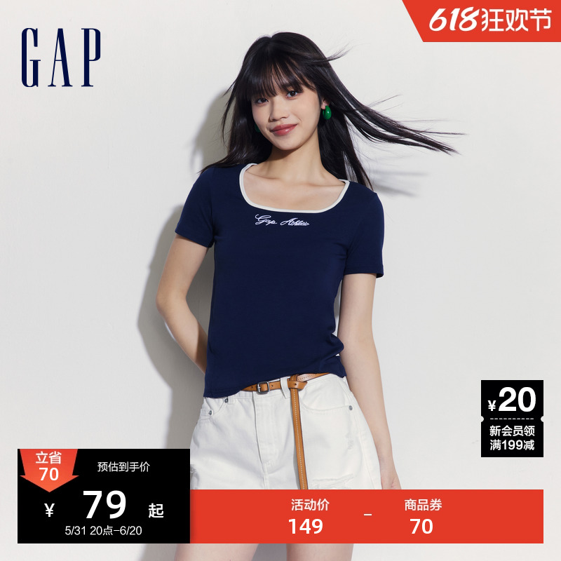 Gap女装2024夏季新款弹力罗纹