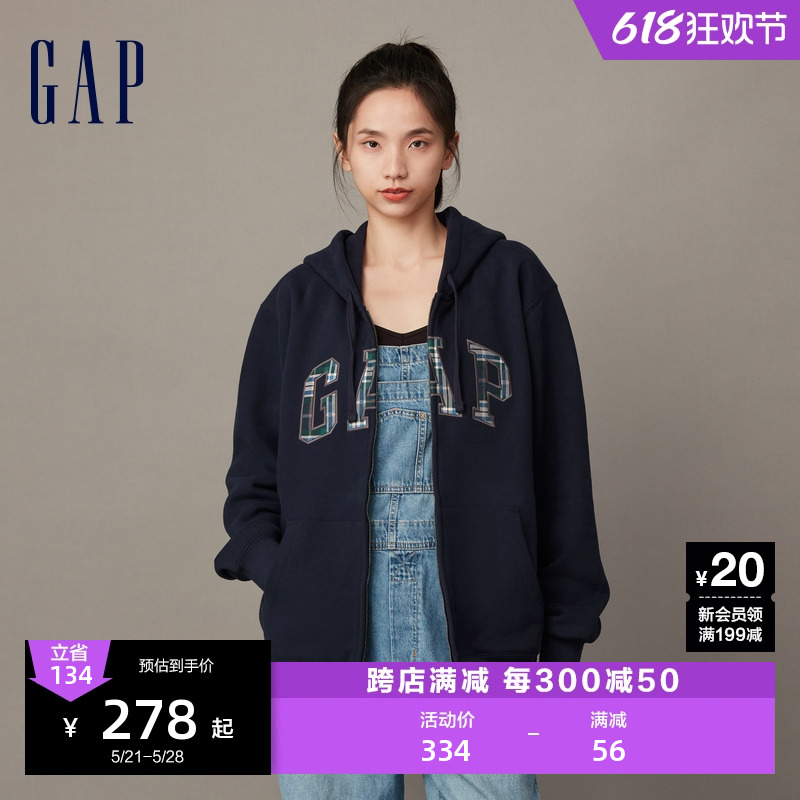 Gap男女装冬季碳素软磨抓绒宽松连