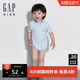Gap婴儿2024夏季新款纯棉条纹短袖连体衣爬服儿童包屁衣505565