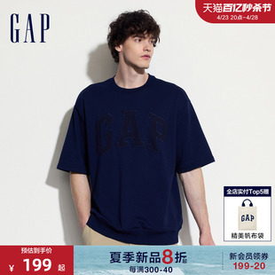 Gap男女装2024夏季新款法式圈织柔软字母logo短袖T恤上衣465539