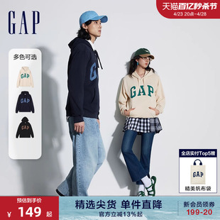 Gap男女装春季2024新款LOGO美式复古连帽法式圈织软卫衣892186