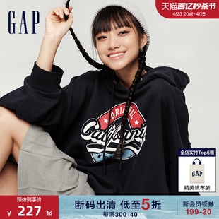 【断码优惠】Gap女装春季LOGO宽松连帽衫柔软透气休闲卫衣762597