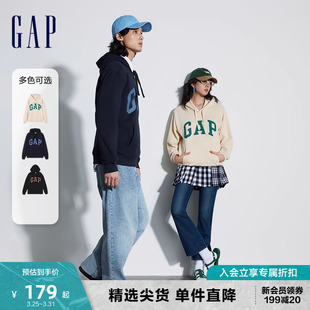 Gap男女装春季2024新款LOGO美式复古连帽法式圈织软卫衣892186