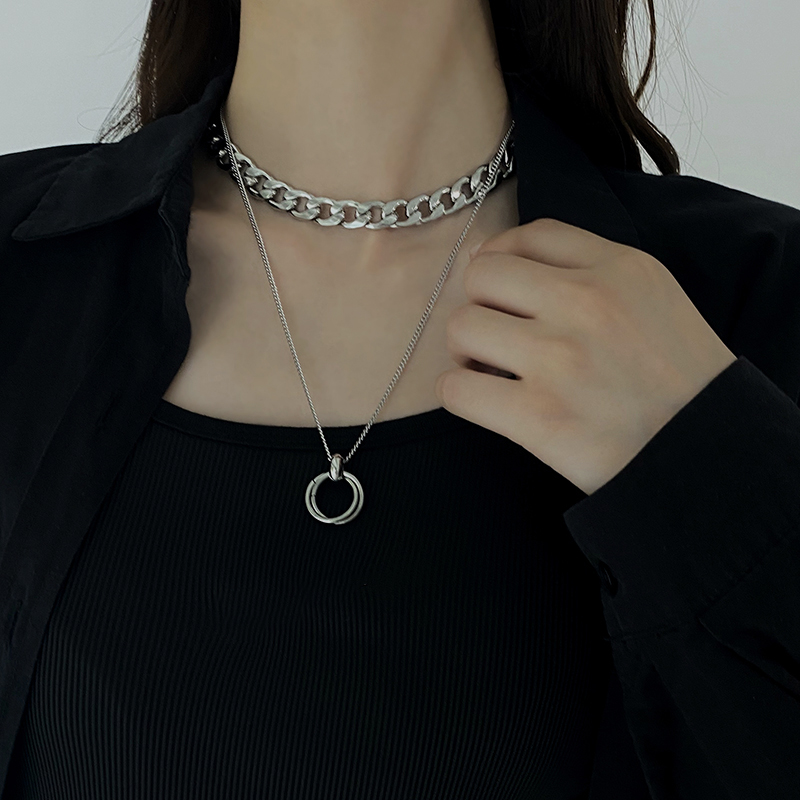 Europe and America Vintage Style Ring Pendant Exaggeration chain Necklace double-deck Necklace personality Hip hop have cash less than that is registered in the accounts Clavicle chainin the Accessories/Fashion Jewelry, Necklace category - from Buy2taobao.com to provide professional Taobao agent buy service