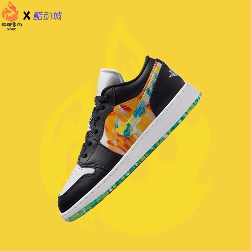 狐狸家Air Jordan 1 Low GS aj1黑绿橙低帮复古篮球鞋 DJ6252-038