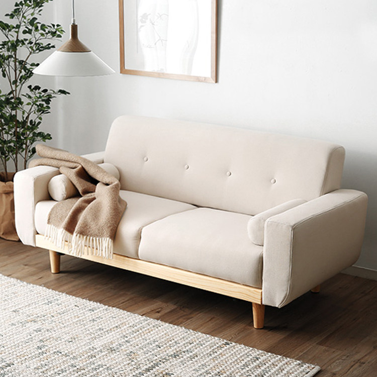 日式小户型客厅双人布艺沙发北欧现代简约公寓小型网红木质沙发椅