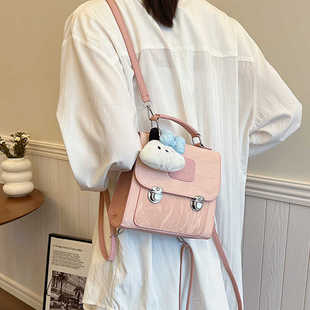 韩版小众设计双肩包包女士2024新款时尚休闲手提包出游百搭小背包