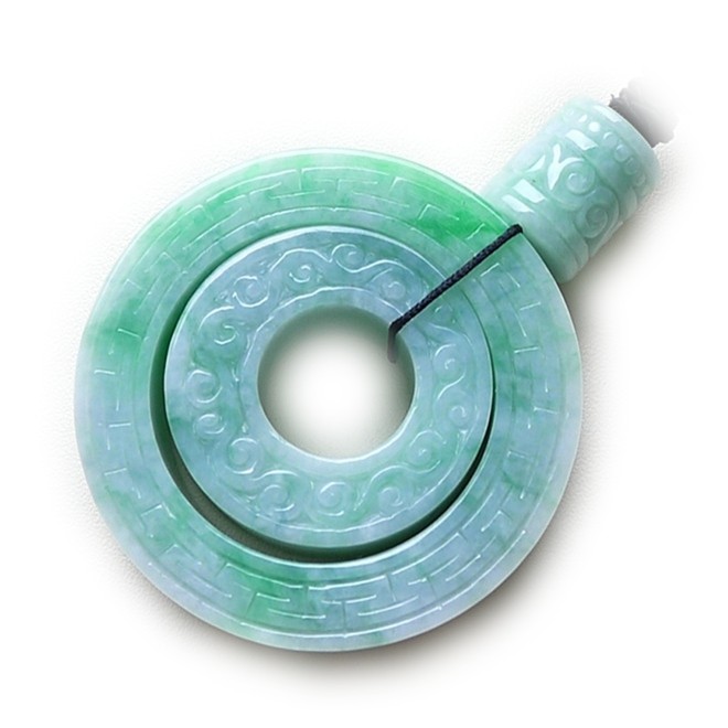 泰熙珠宝 冰糯种浅绿加翠绿a货翡翠玉环挂件 118.62g