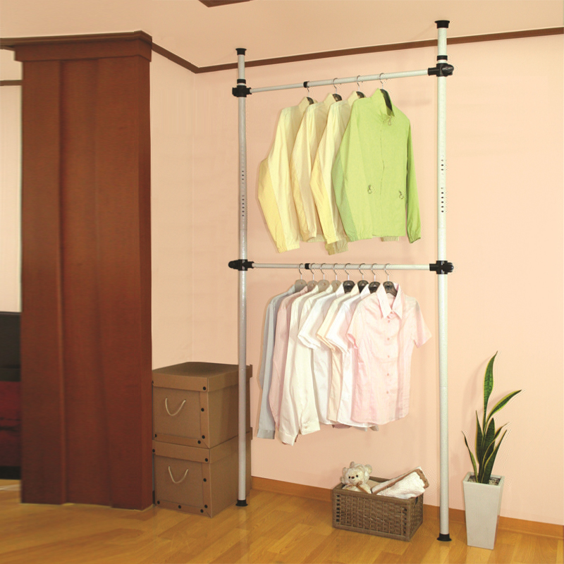 Clothes hanger combination Korean furniture to ground Drying bedroom Cloakroom move simple and easy Double pole Stands Stainless steelin the Residential furniture , Shelf , Coat Rack category - from Buy2taobao.com to provide professional Taobao agent buy service