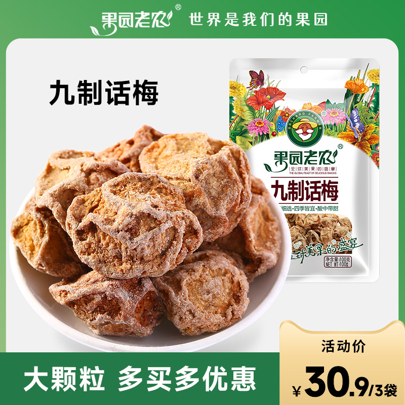 果园老农九制话梅100g蜜饯果干话梅肉休闲零食清平乐蜜饯果脯食品