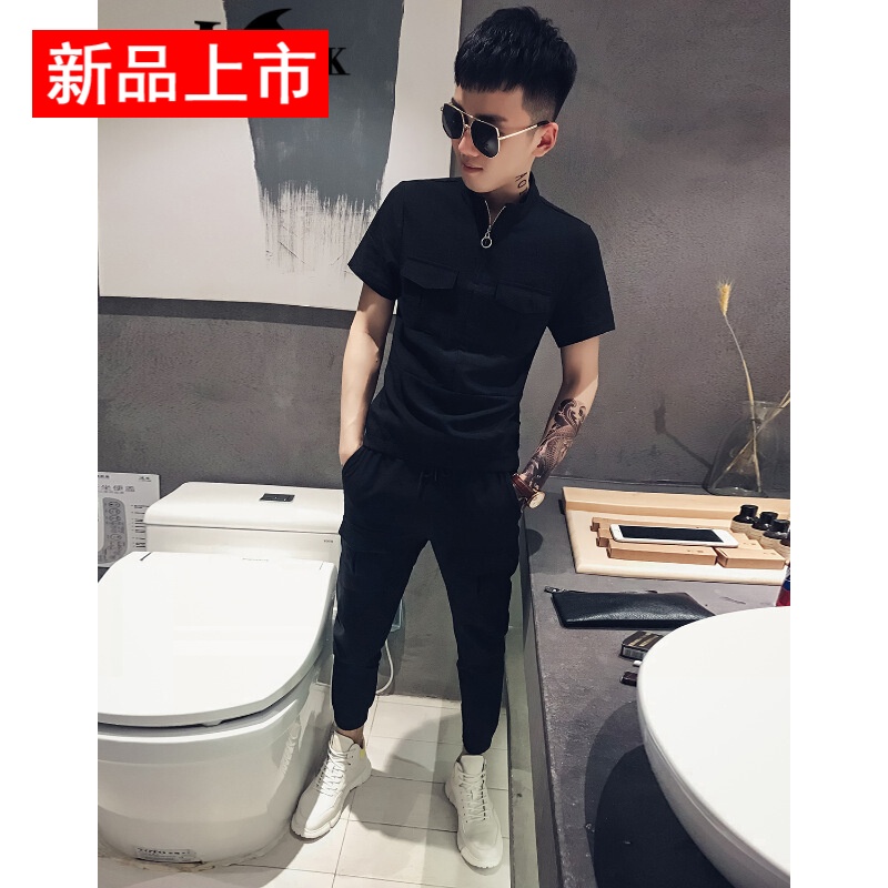 UYUK2019夏季短袖套装男社会精神小伙潮流网红男士T恤韩版短裤九|msdalam kategori sukan/pakaian kasual, Sukan T-shirt - dari Buy2taobao.com untuk memberikan perkhidmatan ejen Taobao profesional membeli