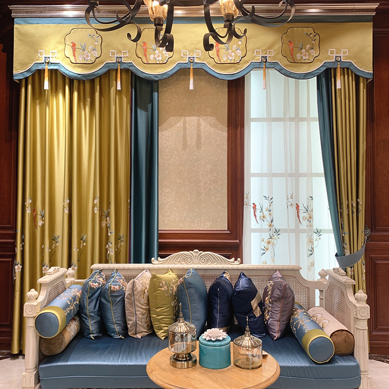 新中式窗帘中国风客厅豪华高端绣花中式风格卧室书房别墅窗帘定制