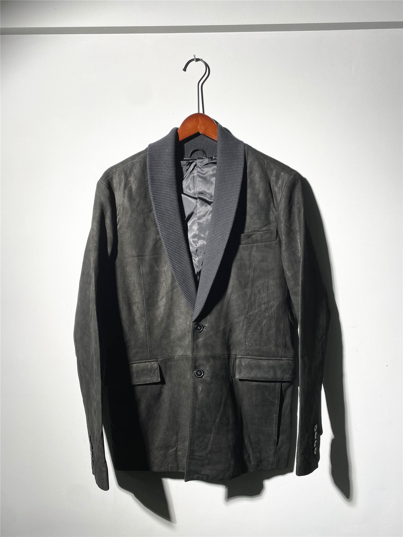 宝贝来意国顶奢优雅气质编织青果nappa羊皮西服皮衣