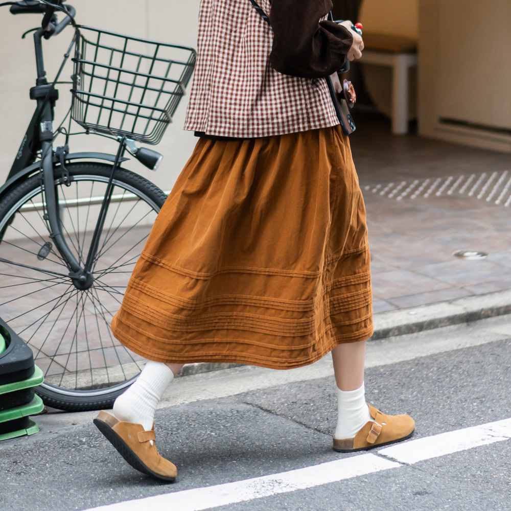 古苔 「旅行穿搭」灯芯绒半身裙女 