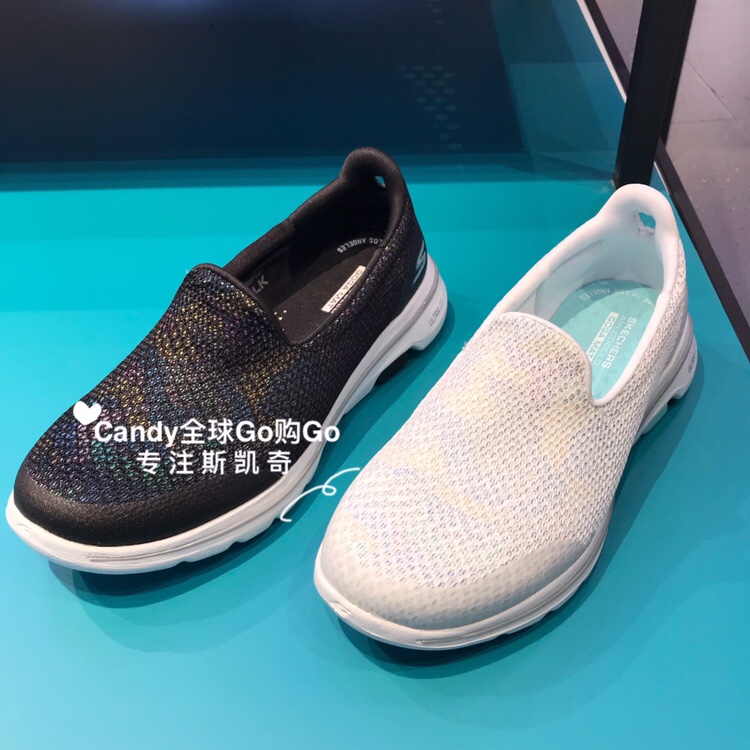 Skechers斯凯奇女鞋 轻质健步鞋 一脚蹬鞋网面透气舒适 124005