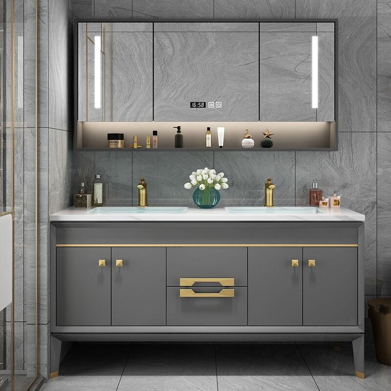 轻奢浴盆柜一体岩板生浴柜组合卫卫间一体洗漱台洗脸盆洗手室柜