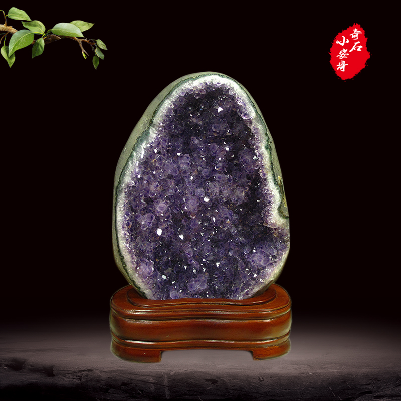 天然紫水晶原石紫晶洞观赏石客厅玄关书房装饰品风水石头水晶摆件