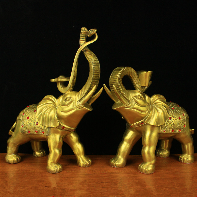 纯铜大象摆件元宝如意象铜大号客厅玄关桌面家居装饰品礼品摆设
