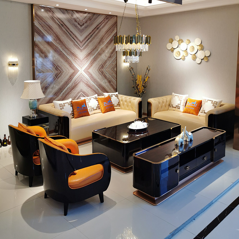 轻奢宾利沙发123组合现代简约客厅别墅样板间高端定制真皮阿玛尼