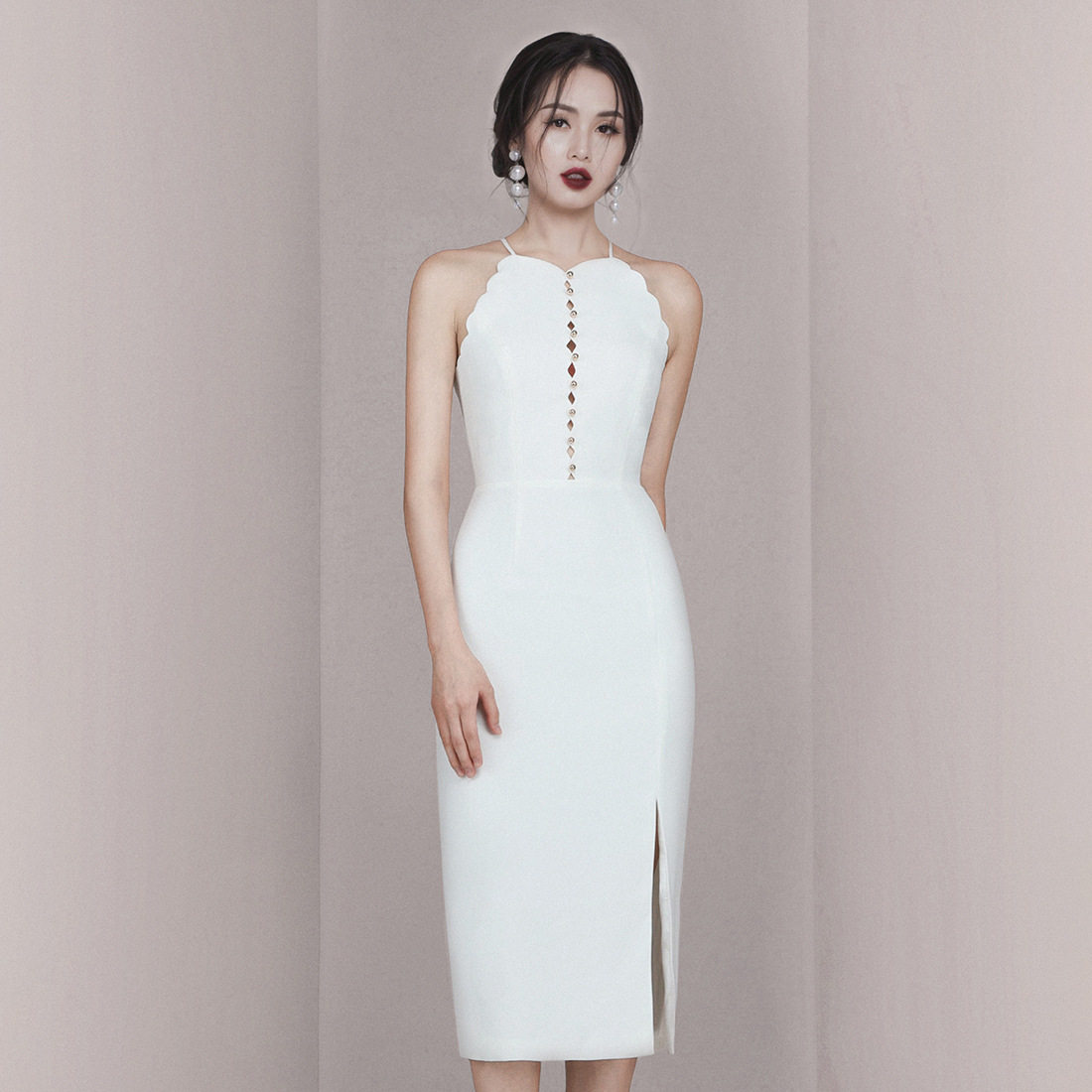 省10元 欧洲站2020夏季新款欧美a字裙重工钉珠v领短袖露肩雪纺连衣裙